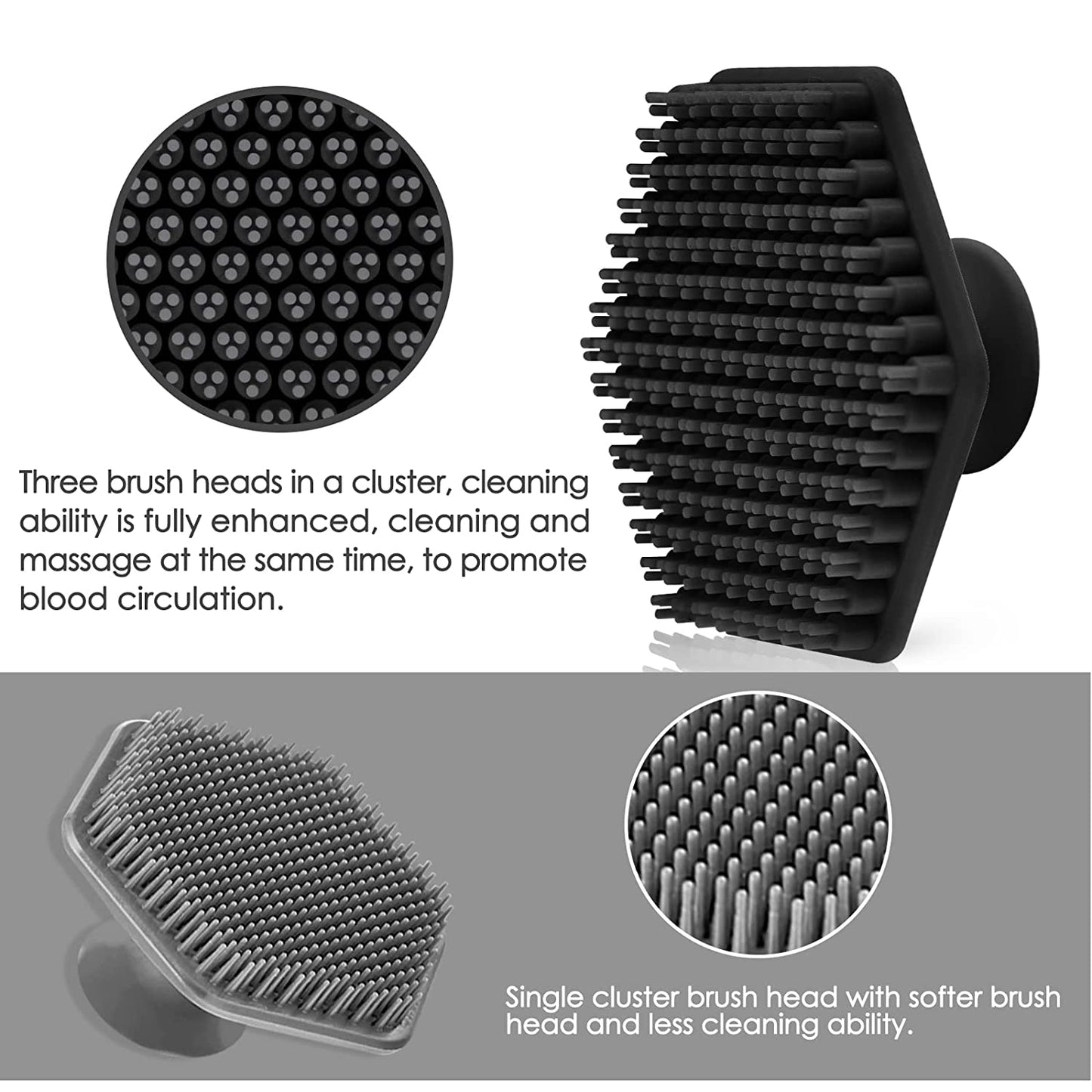 Face Scrubber, Silicone Face Scrubber for Men, Gentle Exfoliator Pad & Massager, Facial Cleansing/Wash Brush - Removes Dead & Dry Skin（Black）