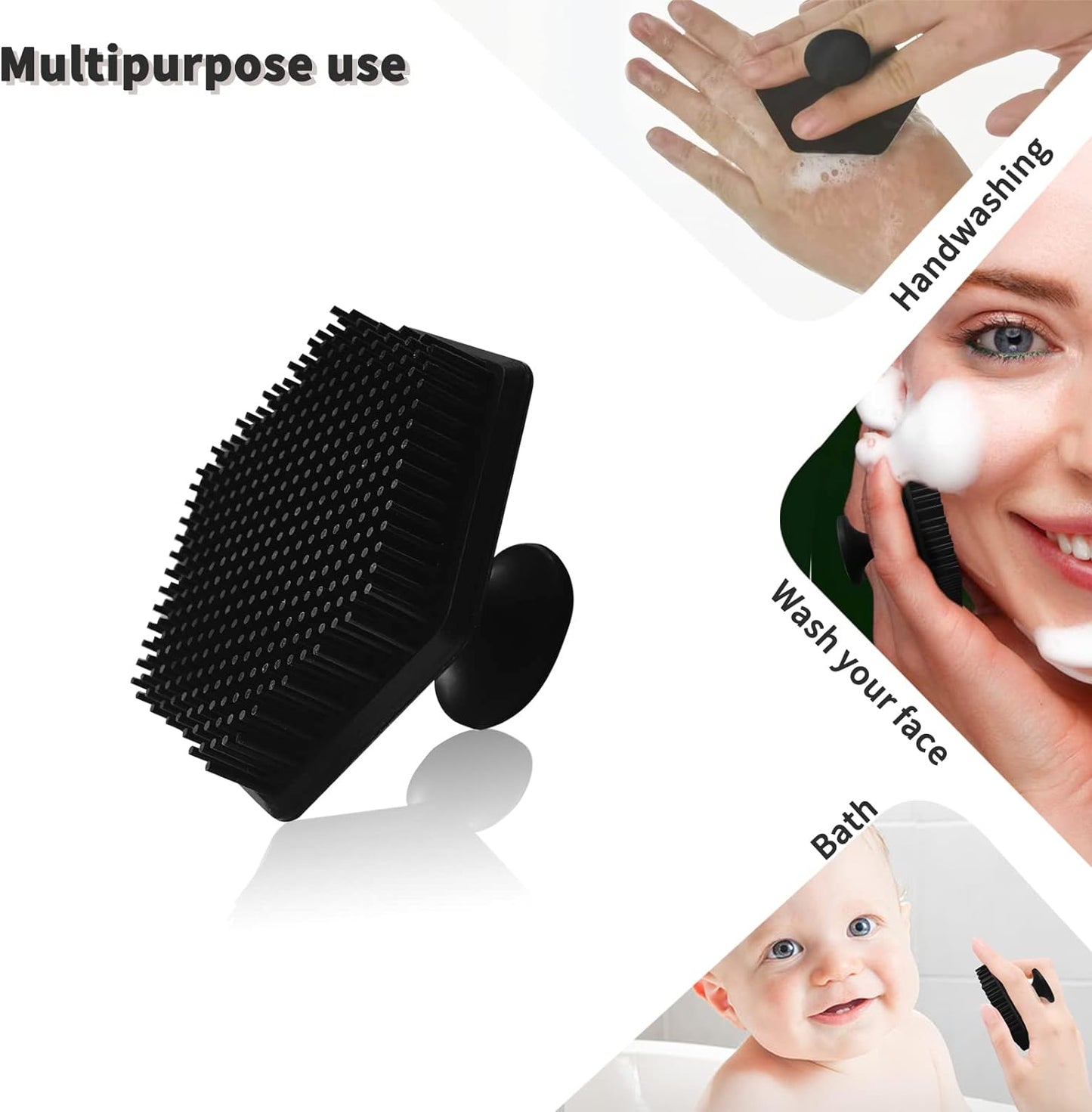 Face Scrubber, Silicone Face Scrubber for Men, Gentle Exfoliator Pad & Massager, Facial Cleansing/Wash Brush - Removes Dead & Dry Skin（Black）