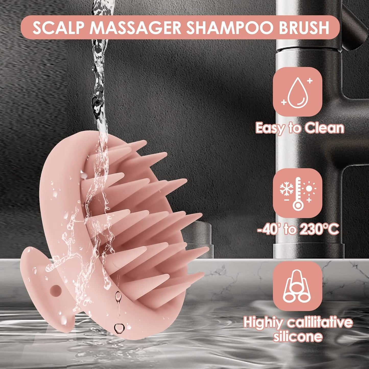 Soft Silicone Hair Scalp Massager Shampoo Brush, Upgraded Hair Scalp Scrubber for Dandruff Removal for Wet Dry Hair Scalp Brush Easily Reach The Root of Thick Curly Hair Scalp Massager Hair