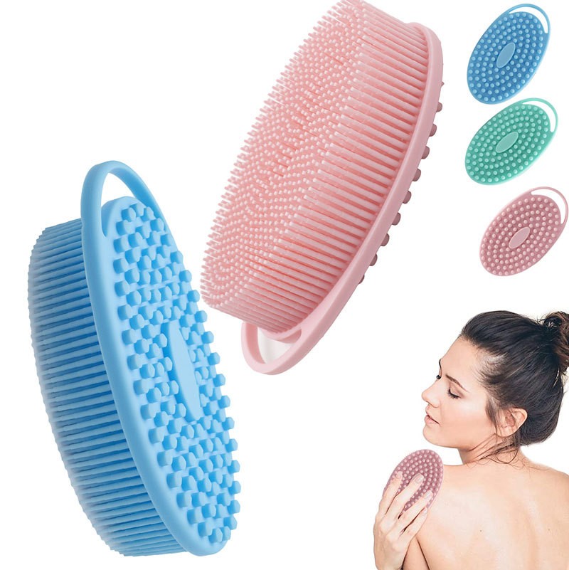 Silicone Body Scrubber Shower Brush- Hygienic Shower Loofah Sponge Alternative for Deep Clean & Soft Skin - Silicone Body Brush and Silver Infused Silicone Body Brush